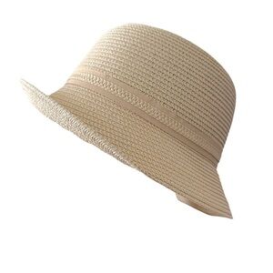 SEEBERGER Beige Woven Paper Straw Cloche Hat Women’s Summer Sun Hat Size Large